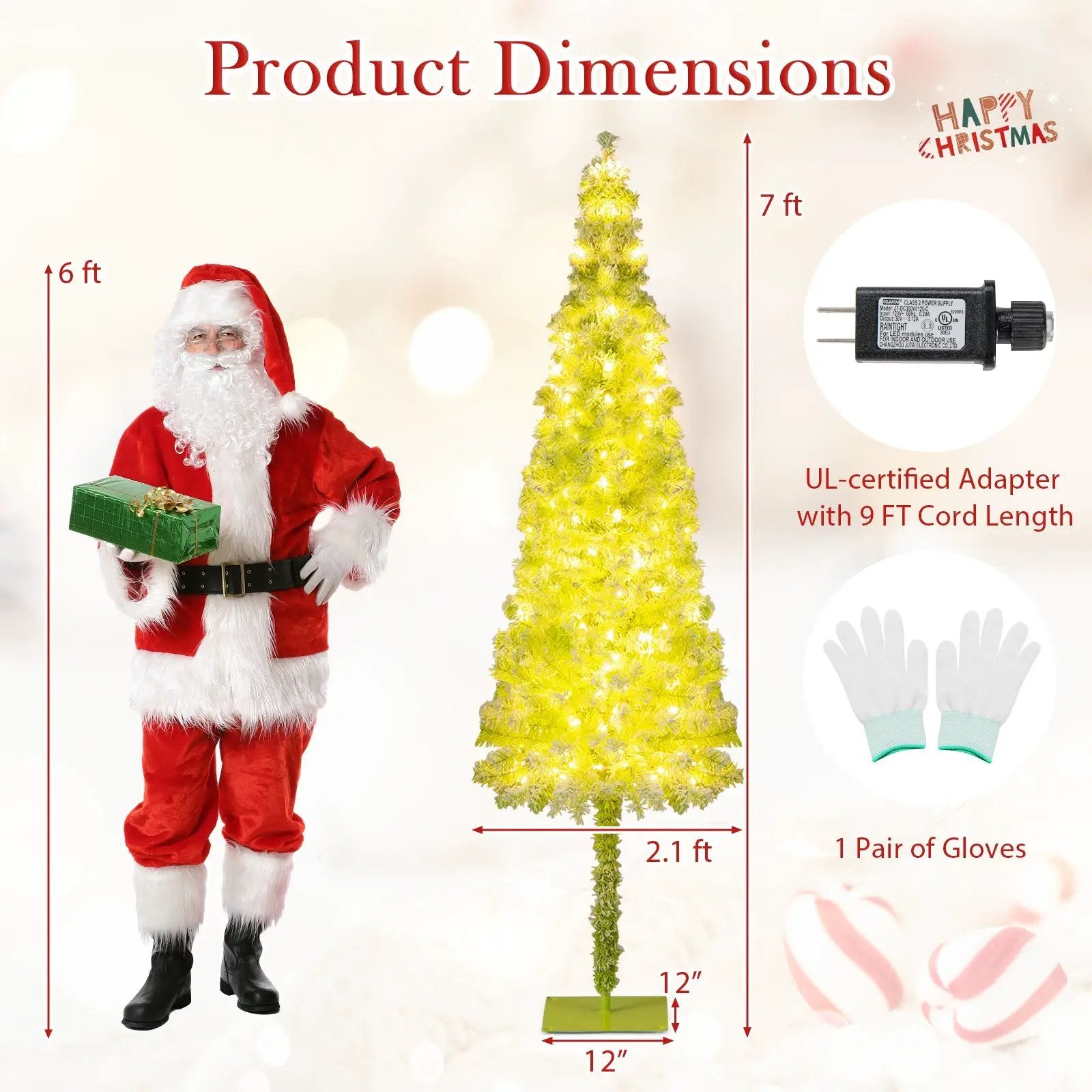 5/6/7 FT Whimsical Christmas Tree with Bendable Top and 216/290/366 Branch by DirectDeals