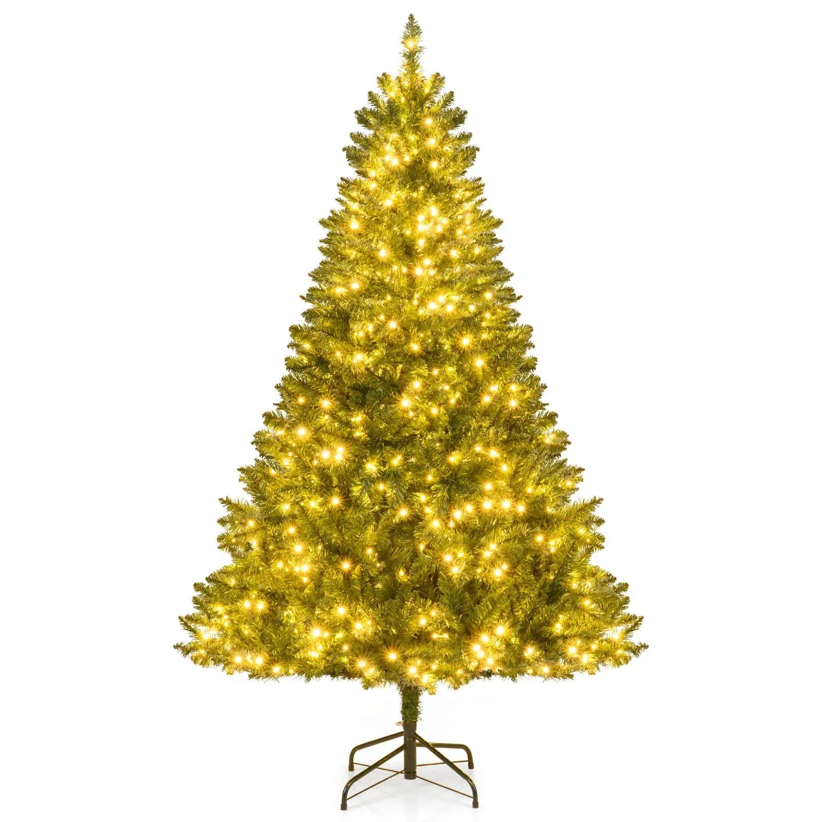 5/6/7 Feet Artificial Christmas Tree Hinged Xmas Tree with 7 Lighting Modes by DirectDeals