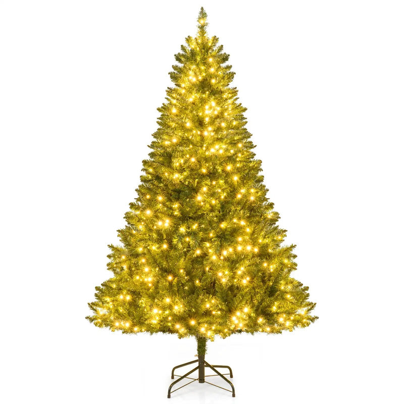 5/6/7 Feet Artificial Christmas Tree Hinged Xmas Tree with 7 Lighting Modes by DirectDeals