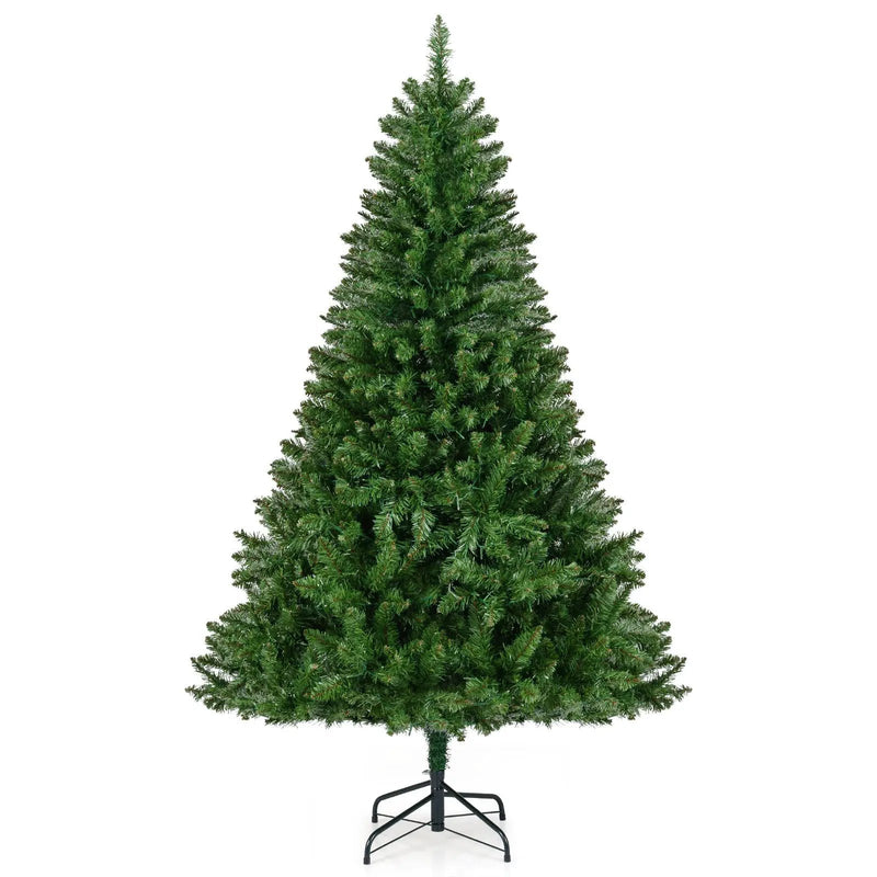 5/6/7 Feet Artificial Christmas Tree Hinged Xmas Tree with 7 Lighting Modes by DirectDeals