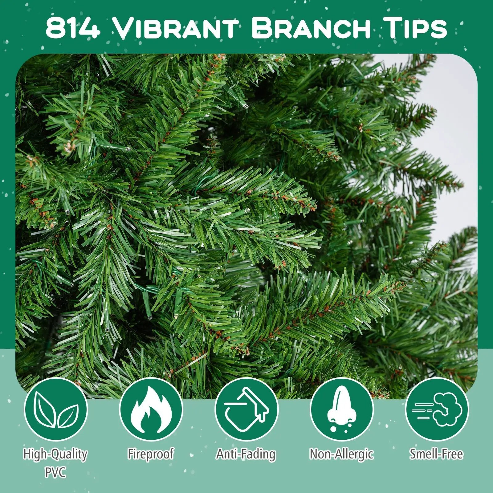 5/6/7 Feet Artificial Christmas Tree Hinged Xmas Tree with 7 Lighting Modes by DirectDeals