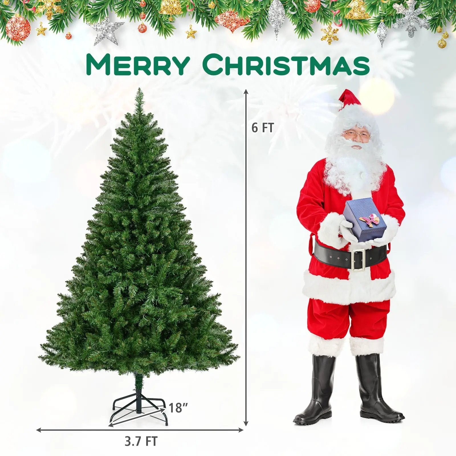 5/6/7 Feet Artificial Christmas Tree Hinged Xmas Tree with 7 Lighting Modes by DirectDeals