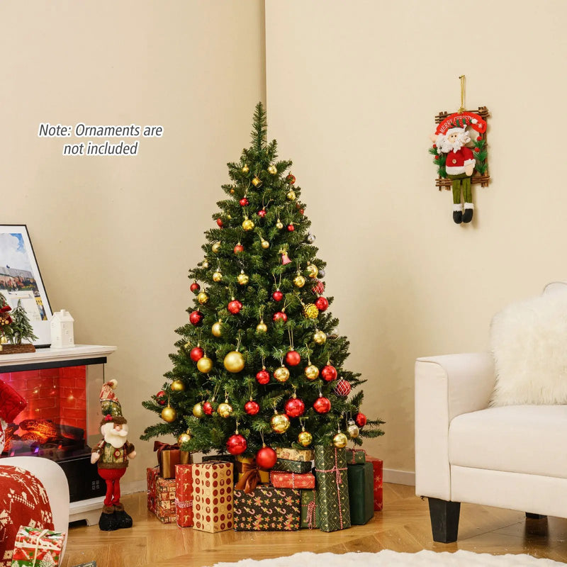 5/6/7 Feet Artificial Christmas Tree Hinged Xmas Tree with 7 Lighting Modes by DirectDeals