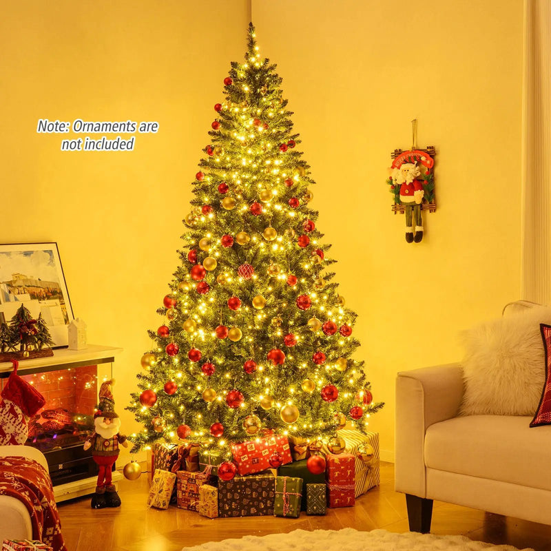 5/6/7 Feet Artificial Christmas Tree Hinged Xmas Tree with 7 Lighting Modes by DirectDeals