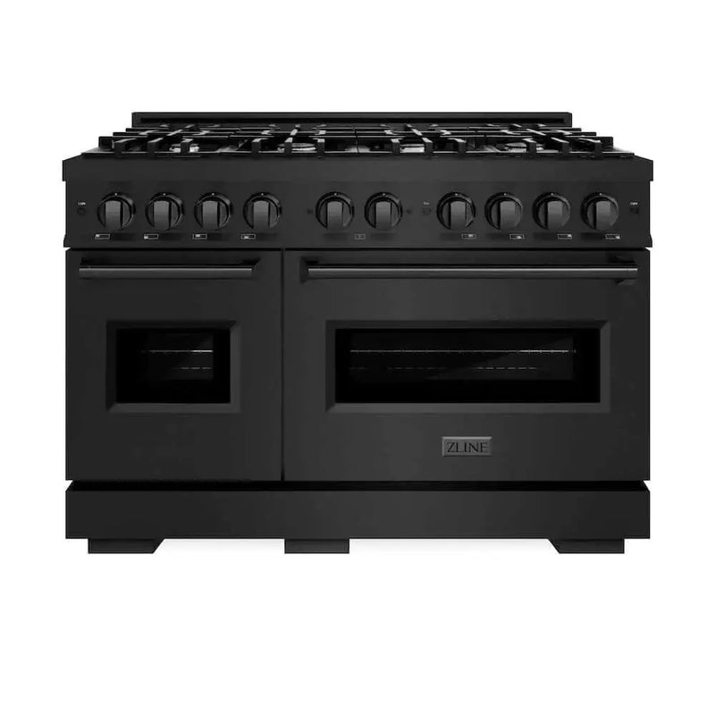 ZLINE 48" Dual Fuel Range, Gas Cooktop, Electric Convection Oven Black Stainless Steel, CDRB-48 by Farmhouse Kitchen and Bath