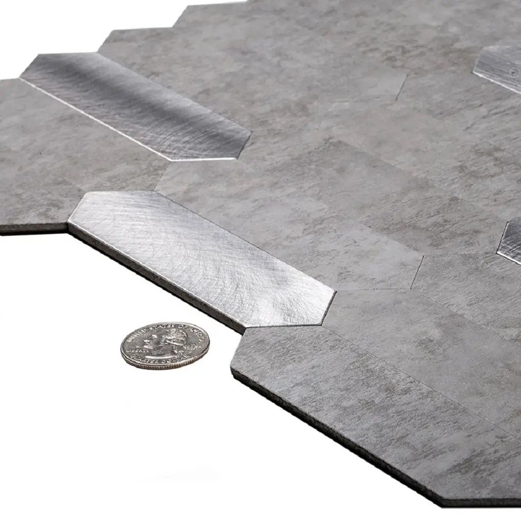 Gray 12x12 Honed Brick PVC Peel & Stick Tile (10 pack, 10 sq ft/case) by Apollo Tile