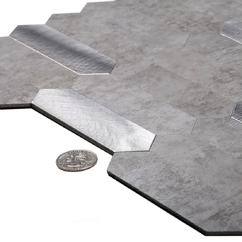 Gray 12x12 Honed Brick PVC Peel & Stick Tile (10 pack, 10 sq ft/case) by Apollo Tile