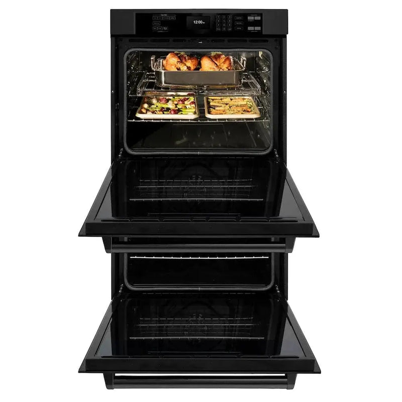 ZLINE 30"Professional True Convection Double Wall Oven, Air Fry, Self Clean Black Stainless Steel WADB-30 by Farmhouse Kitchen and Bath