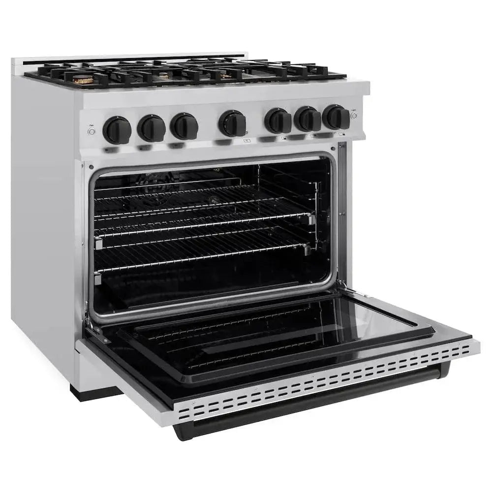 ZLINE 36" Classic Gas Range, Convection Gas Oven Stainless Steel, Matte Black CGRZ-36-MB by Farmhouse Kitchen and Bath