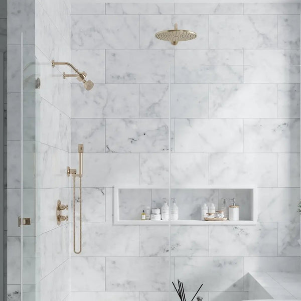 White 12x24 Honed Field Bianco Carrara Marble Tile (5 pack, 10 sq ft/case)