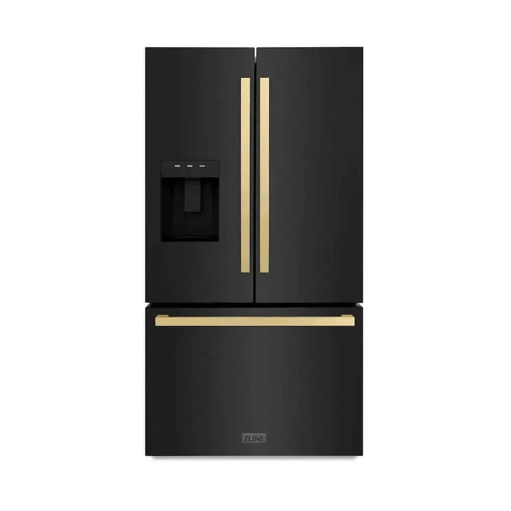 ZLINE 36" Refrigerator, Water, Ice Dispenser, Black Stainless, RSMZ-W36-BS-FCB by Farmhouse Kitchen and Bath