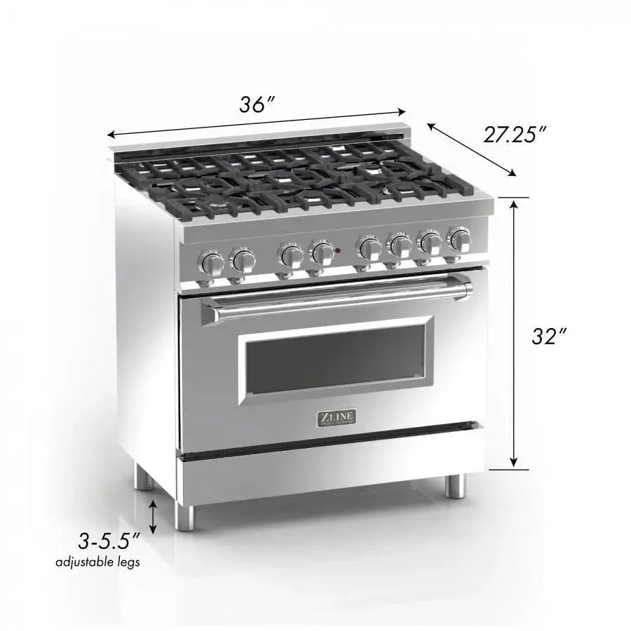 ZLINE 36" Bundle Range RAS-BG-36 & Range Hood 8654BG-36, 2KP-RASBGRH36 by Farmhouse Kitchen and Bath