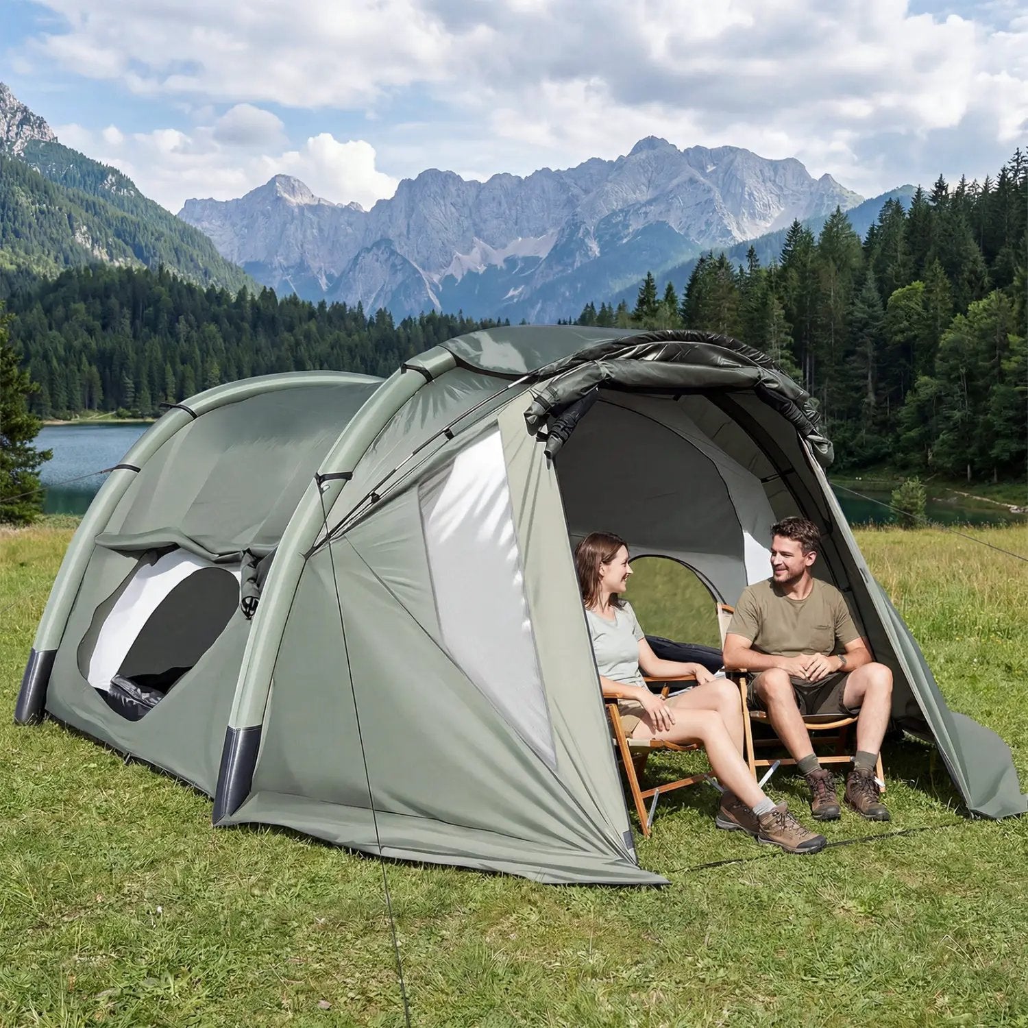 5-7 Person Inflatable Camping Tent with Screened Porch by DirectDeals