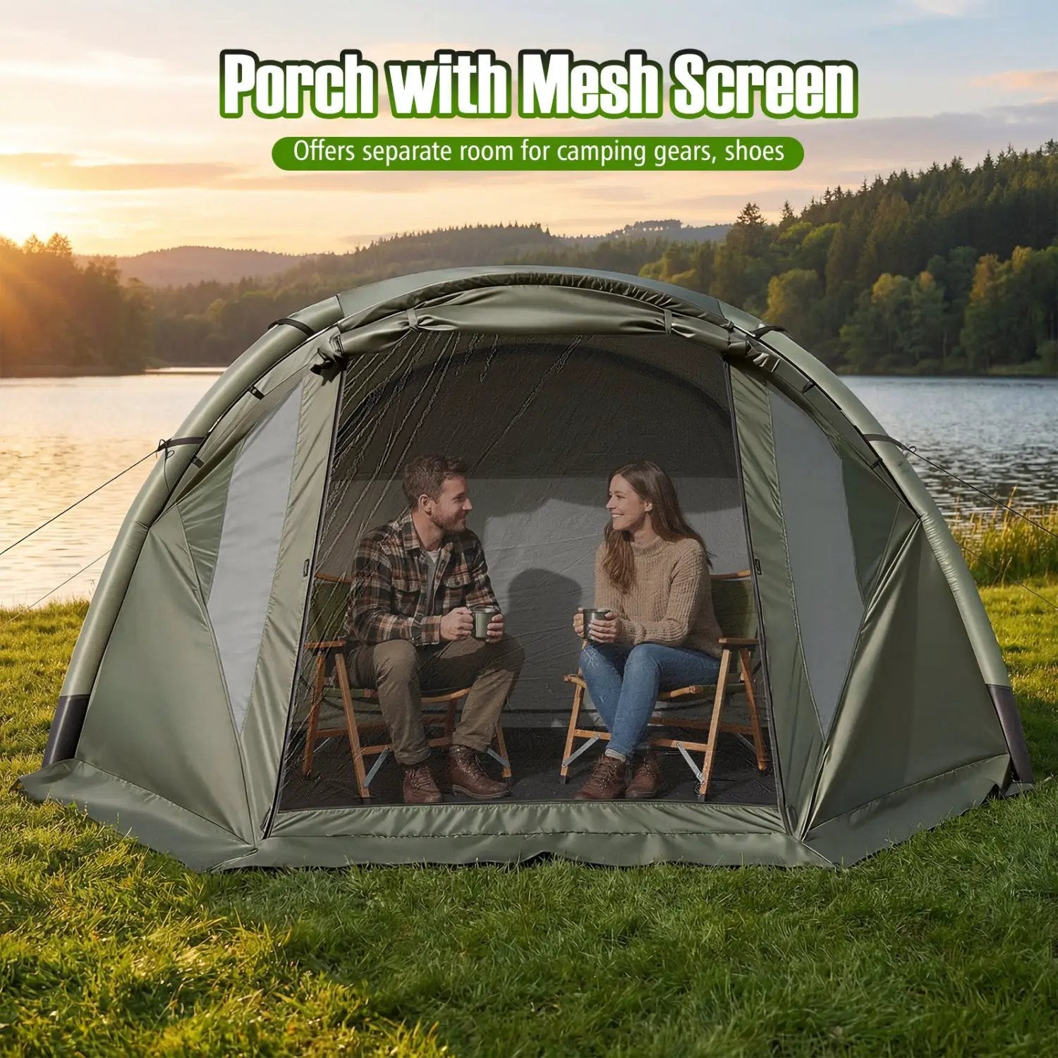 5-7 Person Inflatable Camping Tent with Screened Porch by DirectDeals