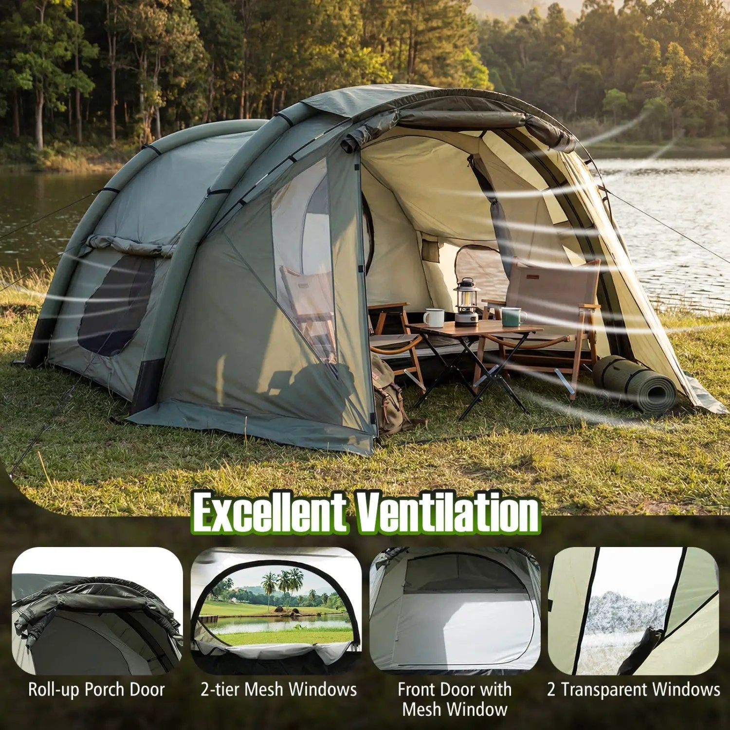 5-7 Person Inflatable Camping Tent with Screened Porch by DirectDeals