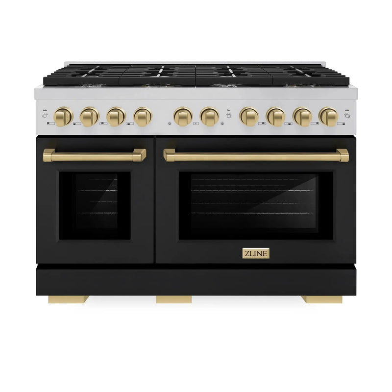 ZLINE 48"Paramount Dual Fuel Range Black Matte Champagne Bronze SDRZ-BLM-48-CB by Farmhouse Kitchen and Bath