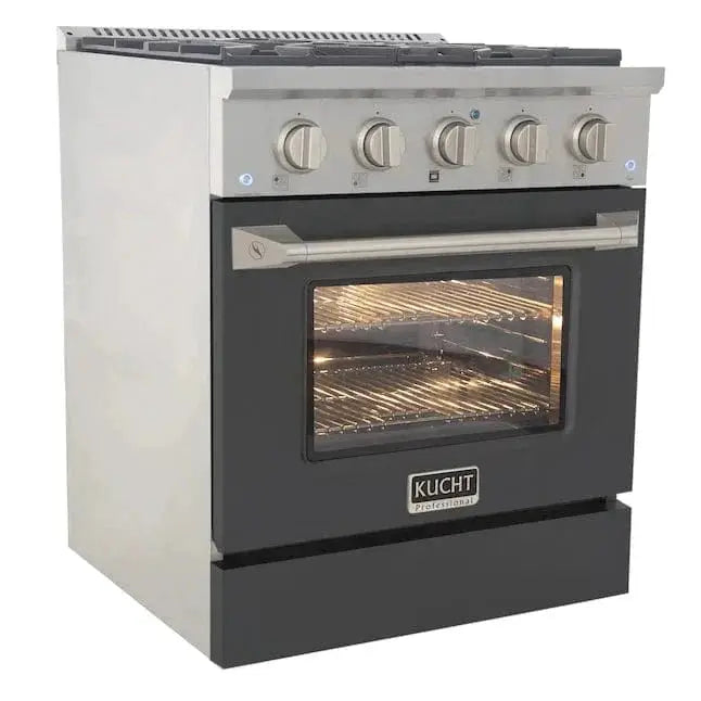 Kucht 30" Gas Range in Stainless Steel with Grey Oven Door, KNG301-GR by Farmhouse Kitchen and Bath