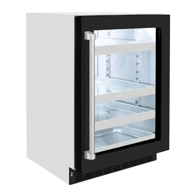 ZLINE 24" Touchstone 151 Can Beverage Fridge Black Matte Glass Door RBSO-BLM-24 by Farmhouse Kitchen and Bath