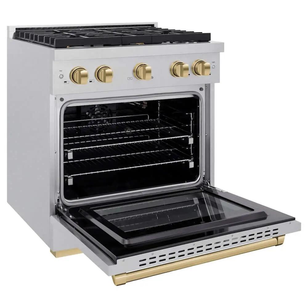 ZLINE 30"Gas Range, Convection Gas Oven , DuraSnow® Champagne Bronze, SGRSZ-30-CB by Farmhouse Kitchen and Bath