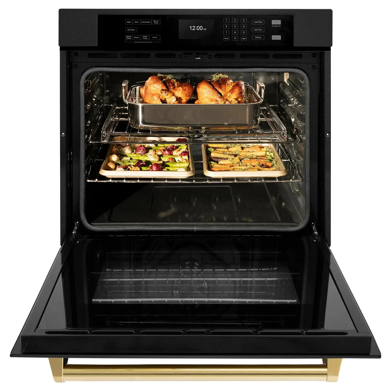 ZLINE 30 "Professional True Convection Single Wall Oven, Air Fry, Self Clean, Black Stainless Steel, Champagne Bronze WASBZ-30-CB by Farmhouse Kitchen and Bath
