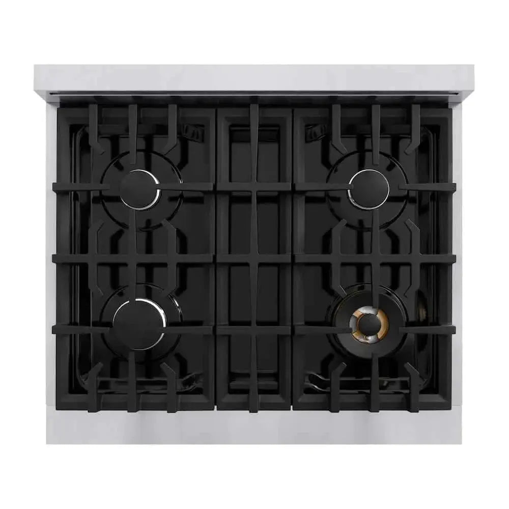 ZLINE 30" Select Dual Fuel Range Gas Cooktop Electric Convection Oven Stainless Steel Black Matte Door HDR-BLM-30 by Farmhouse Kitchen and Bath