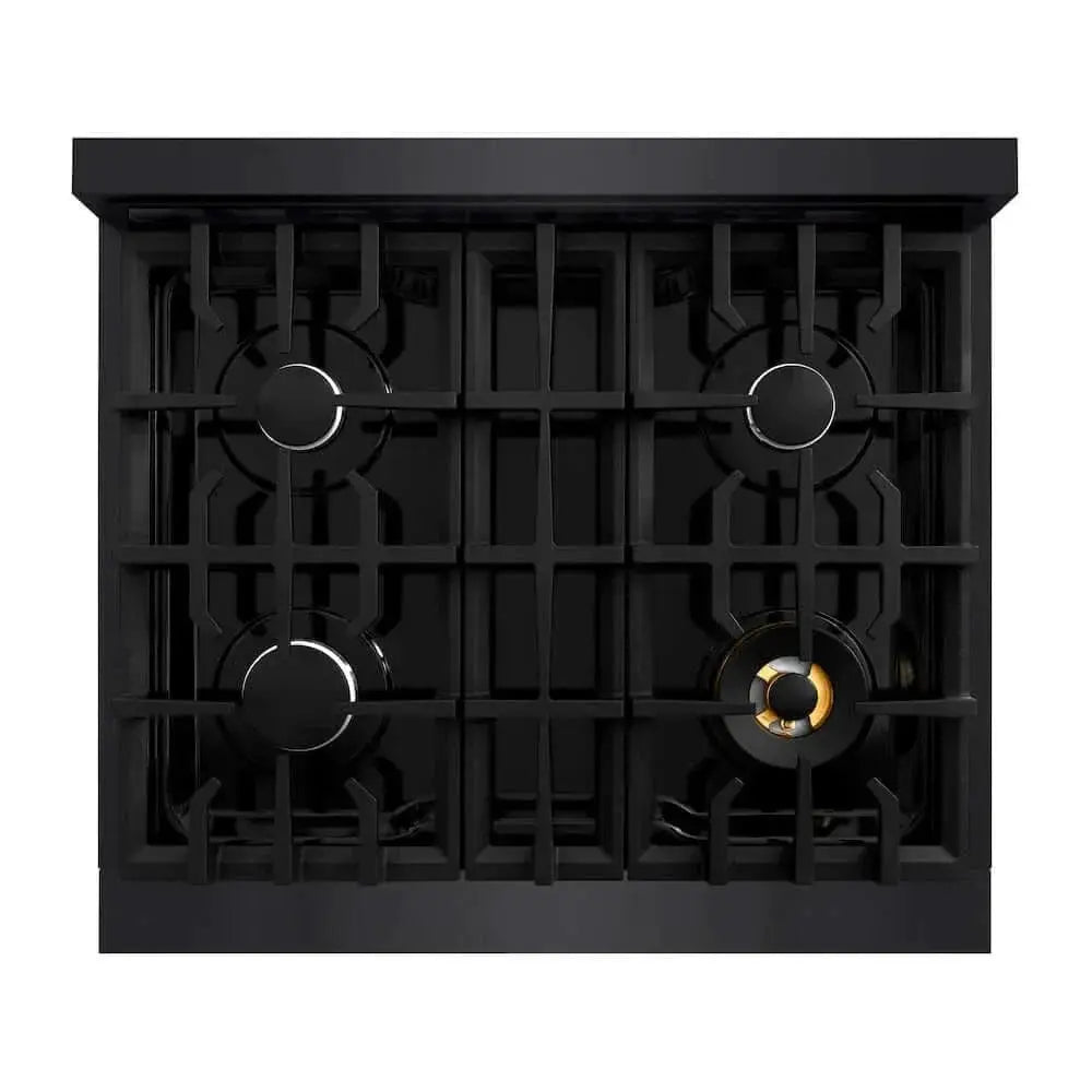 ZLINE 30" Dual Fuel Range, Gas Cooktop, Electric Convection Oven Black Stainless Steel, CDRB-30 by Farmhouse Kitchen and Bath