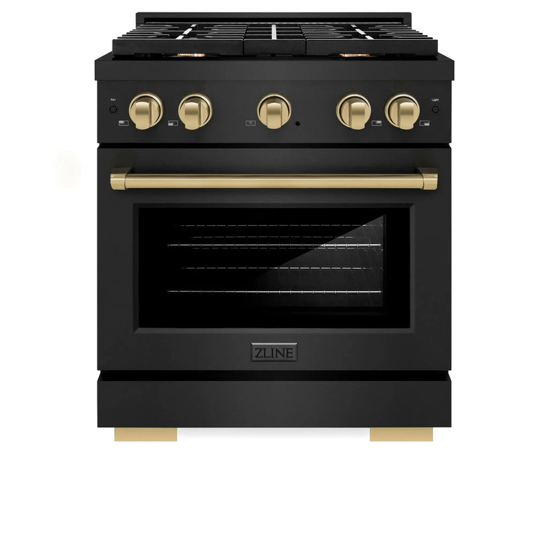 ZLINE 30"Paramount Dual Fuel Range Black Stainless Steel, Champagne Bronze SDRBZ-30-CB by Farmhouse Kitchen and Bath