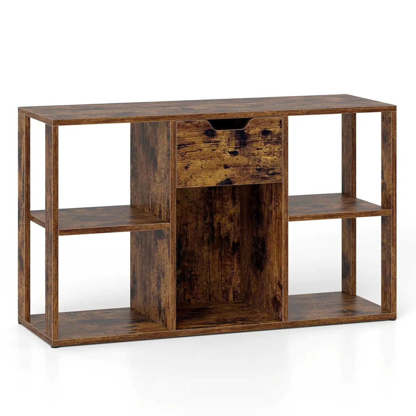 5-Cube Bookcase with Storage Drawer - Rustic Brown by DirectDeals