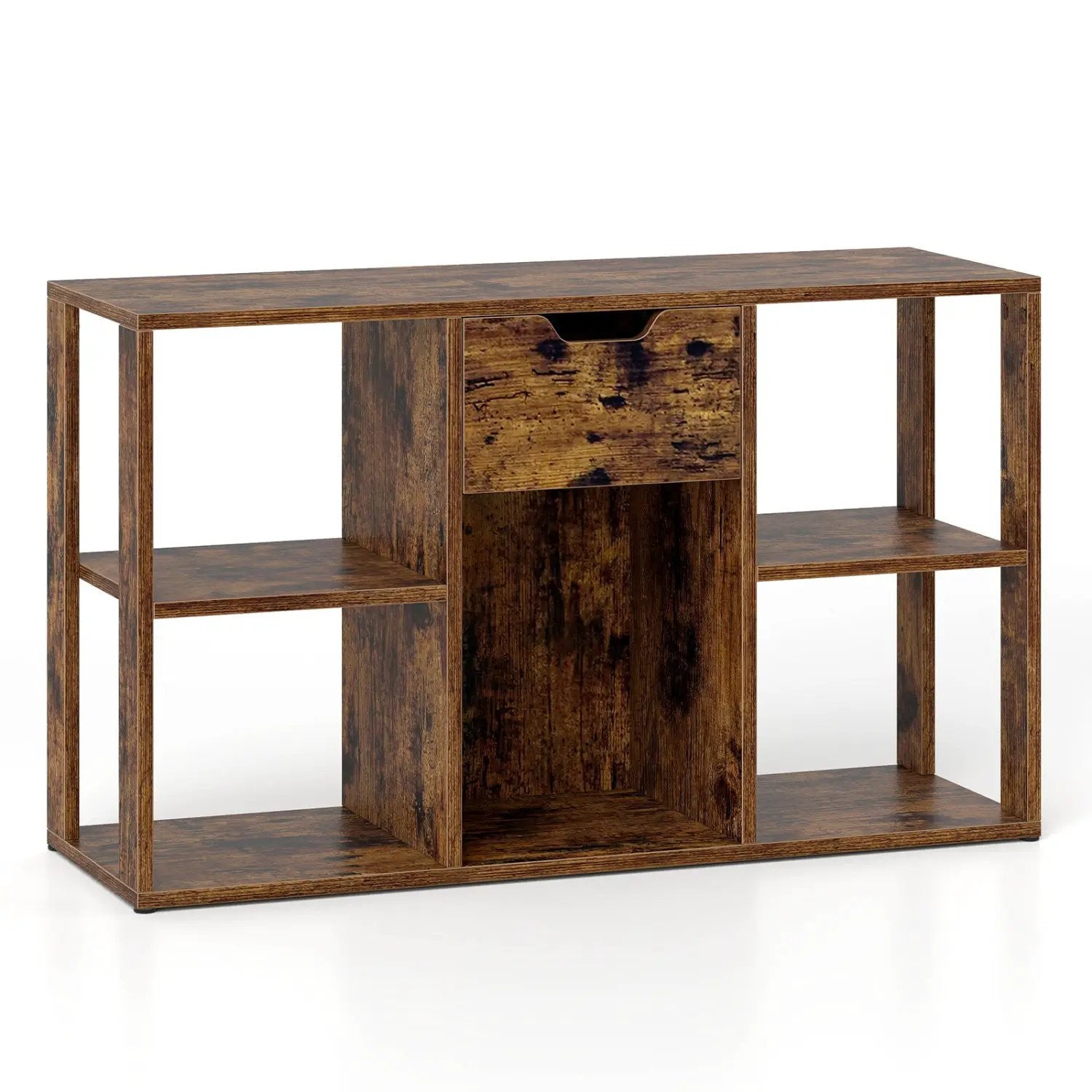 5-Cube Bookcase with Storage Drawer - Rustic Brown by DirectDeals