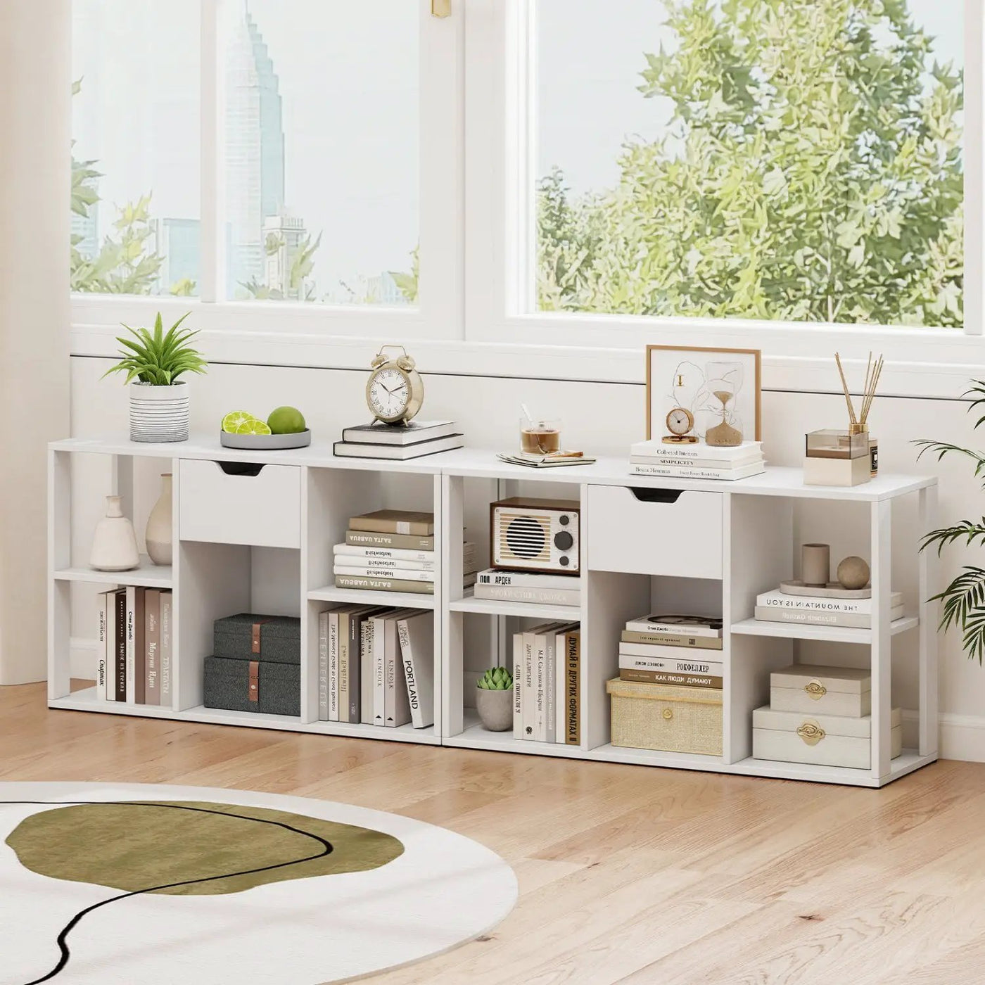 5-Cube Bookcase with Storage Drawer - Rustic Brown by DirectDeals