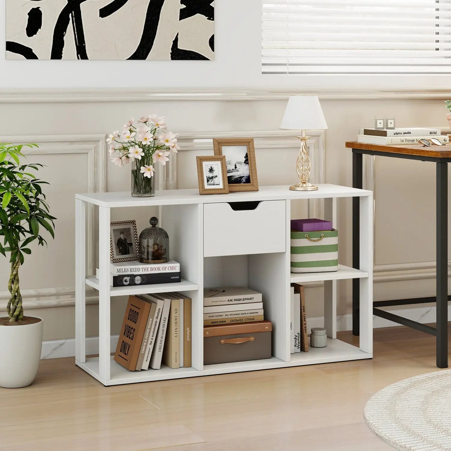5-Cube Bookcase with Storage Drawer - Rustic Brown by DirectDeals
