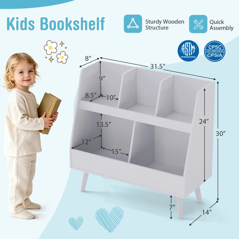 Kids Bookshelf and Toy Organizer 5-Cube Storage Unit by DirectDeals