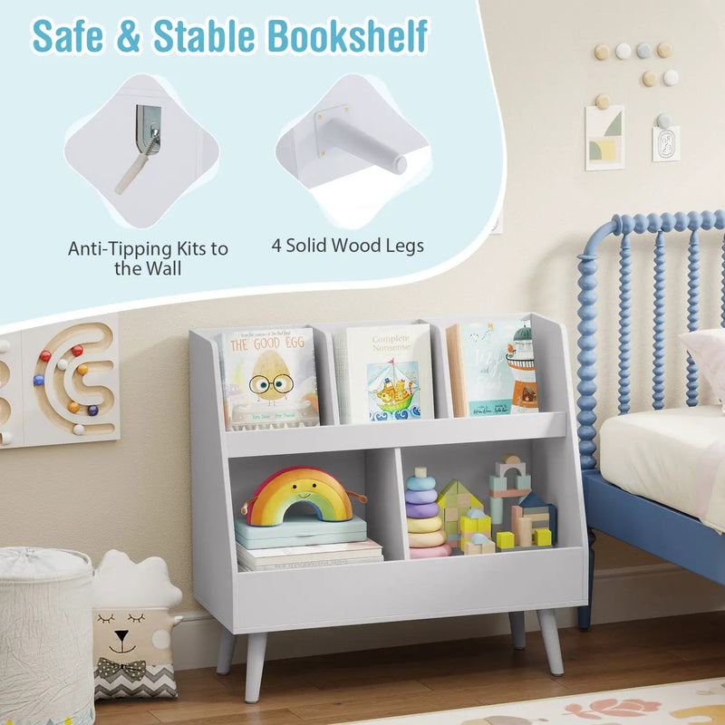 Kids Bookshelf and Toy Organizer 5-Cube Storage Unit by DirectDeals