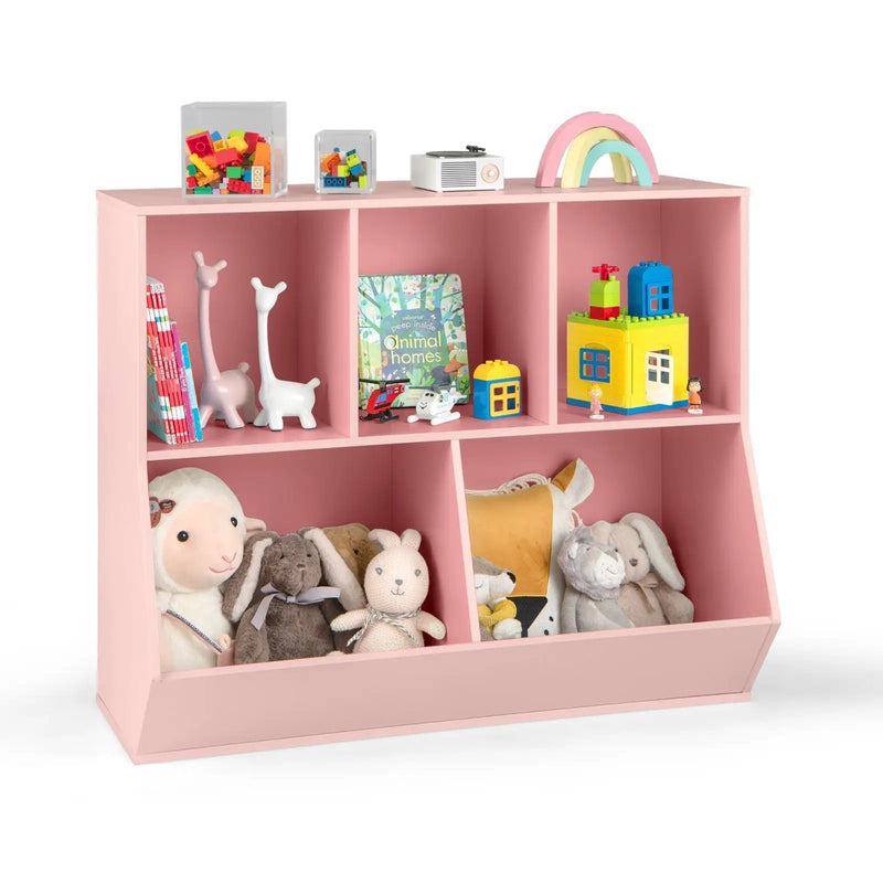 5-Cube Wooden Kids Toy Storage Organizer with Anti-Tipping Kits by DirectDeals