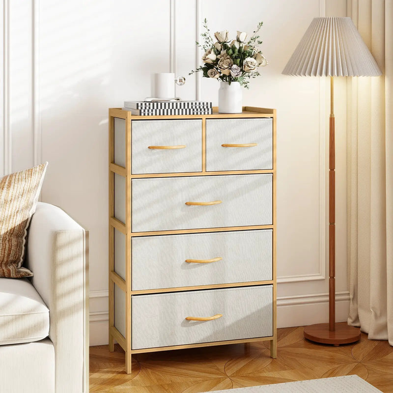 5-Drawer Dresser with Top Shelf for Bedroom-Natural by DirectDeals