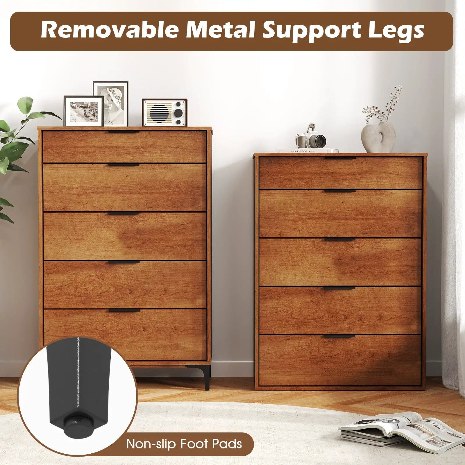 5-Drawer Dresser with Interlock System for Bedroom Living Room by DirectDeals