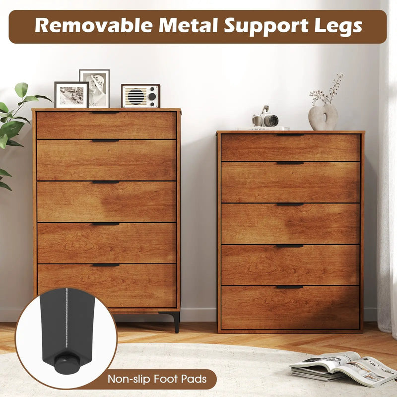 5-Drawer Dresser with Interlock System for Bedroom Living Room by DirectDeals