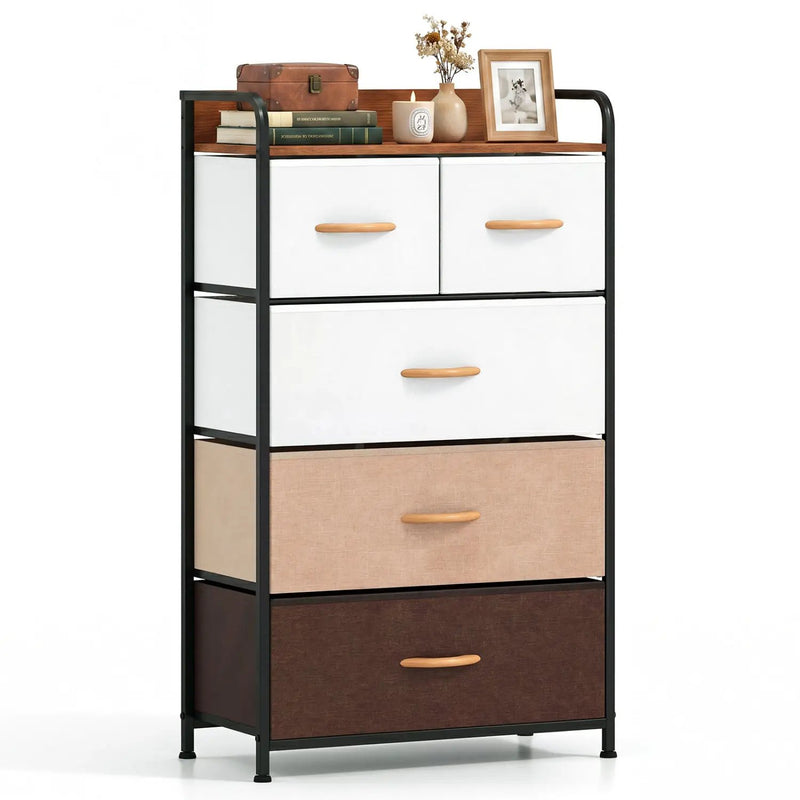 5-Drawer Fabric Dresser with Removable Bins by DirectDeals