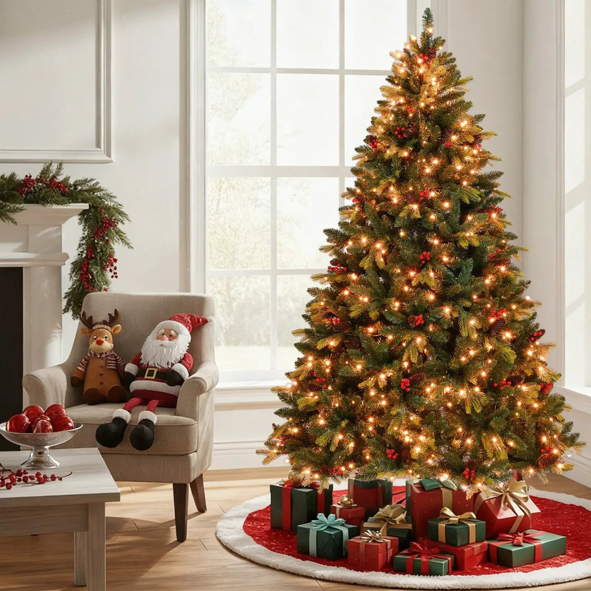 5/6/7/8 FT Artificial Christmas Tree with LED Lights and Remote APP Control, photo 3 of 32