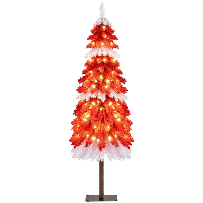 5 FT Artificial Christmas Tree Pre-lit Xmas Trees with 301 Red and White Branch Tips by DirectDeals