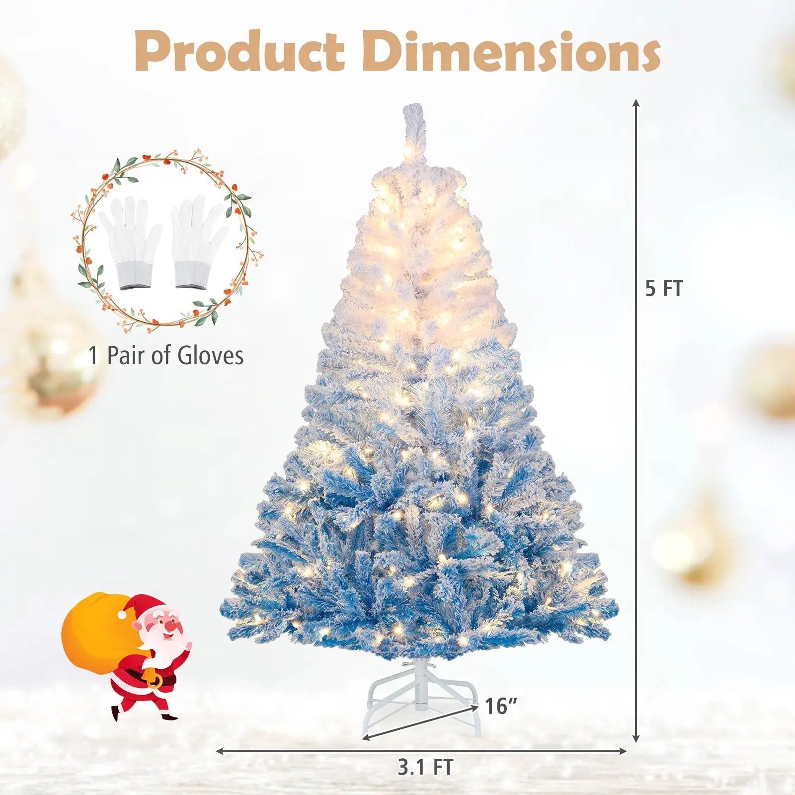5/6/7/8 FT Artificial Christmas Tree with Warm White LED Lights and 8 Modes by DirectDeals