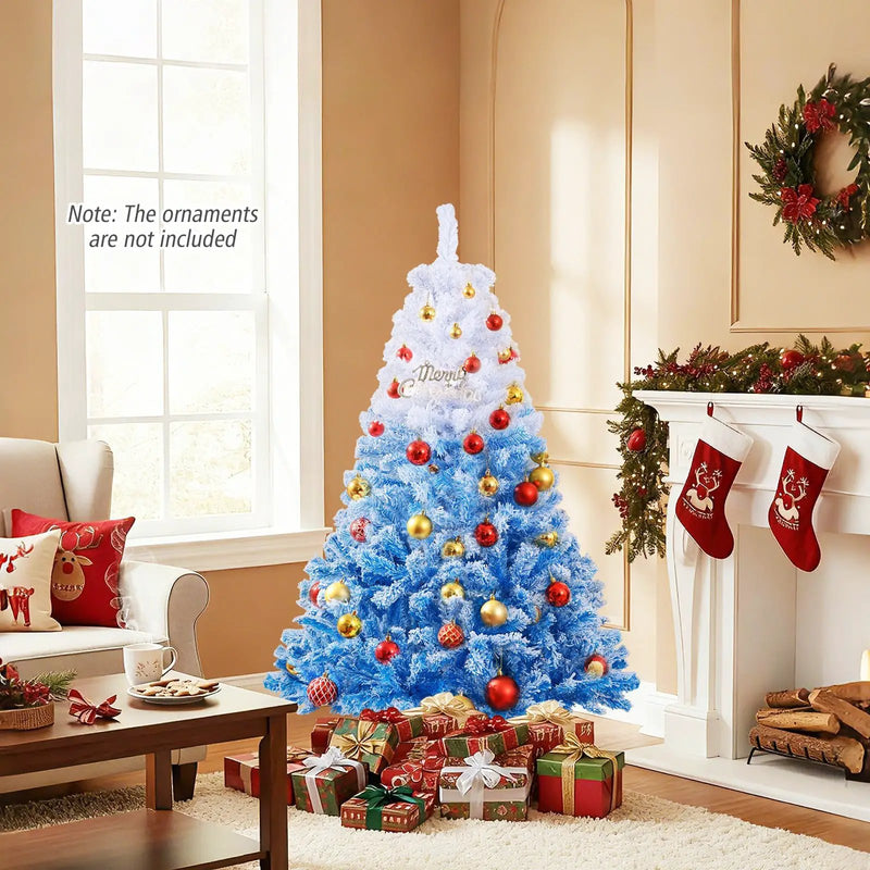5/6/7/8 FT Artificial Christmas Tree with Warm White LED Lights and 8 Modes by DirectDeals