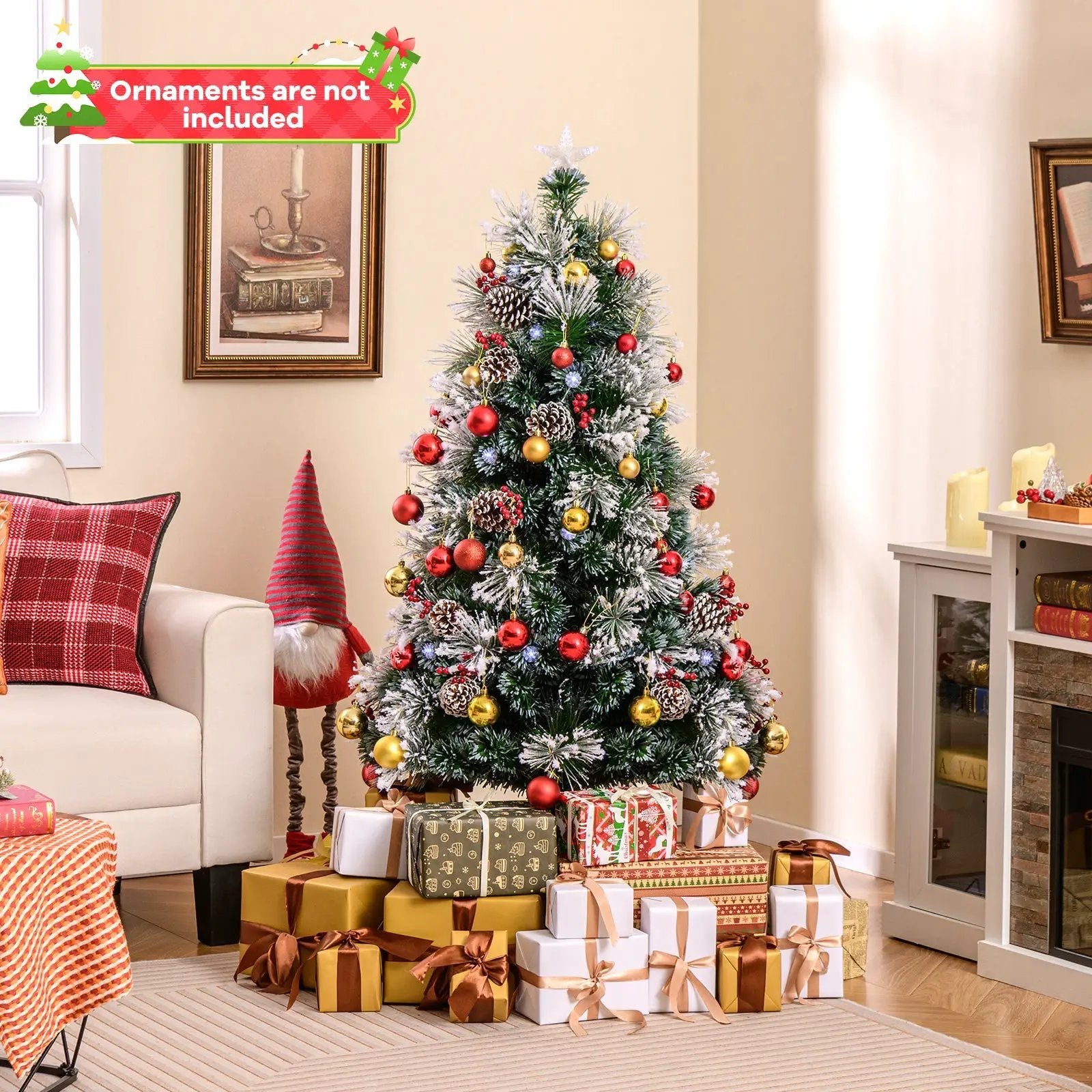 5 FT Flocked Christmas Tree with 8 Lighting Modes by DirectDeals