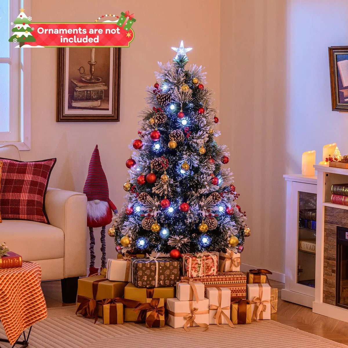 5 FT Flocked Christmas Tree with 8 Lighting Modes, photo 3 of 16