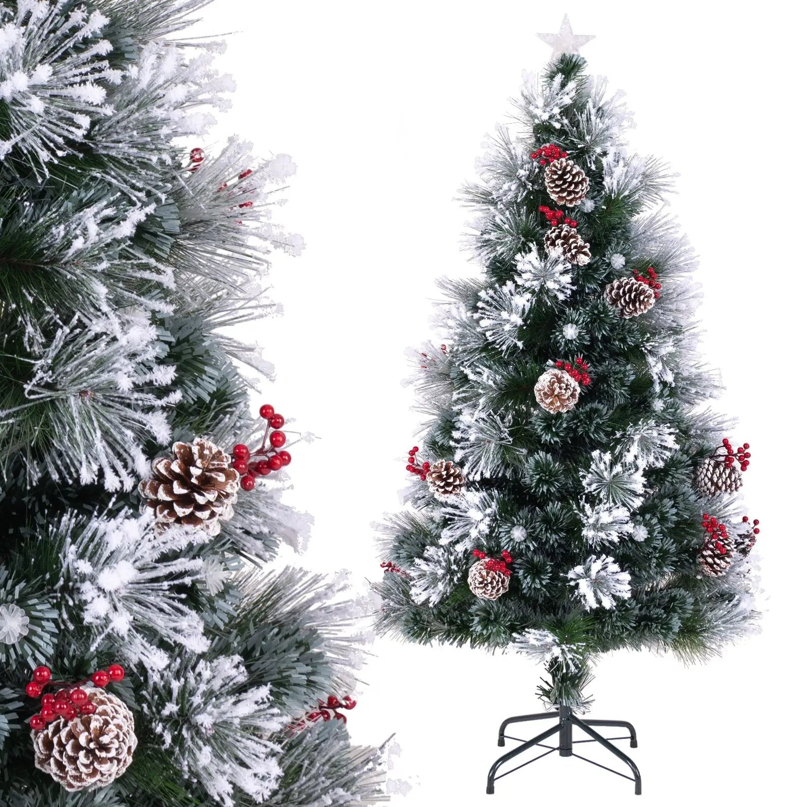 5 FT Flocked Christmas Tree with 8 Lighting Modes by DirectDeals