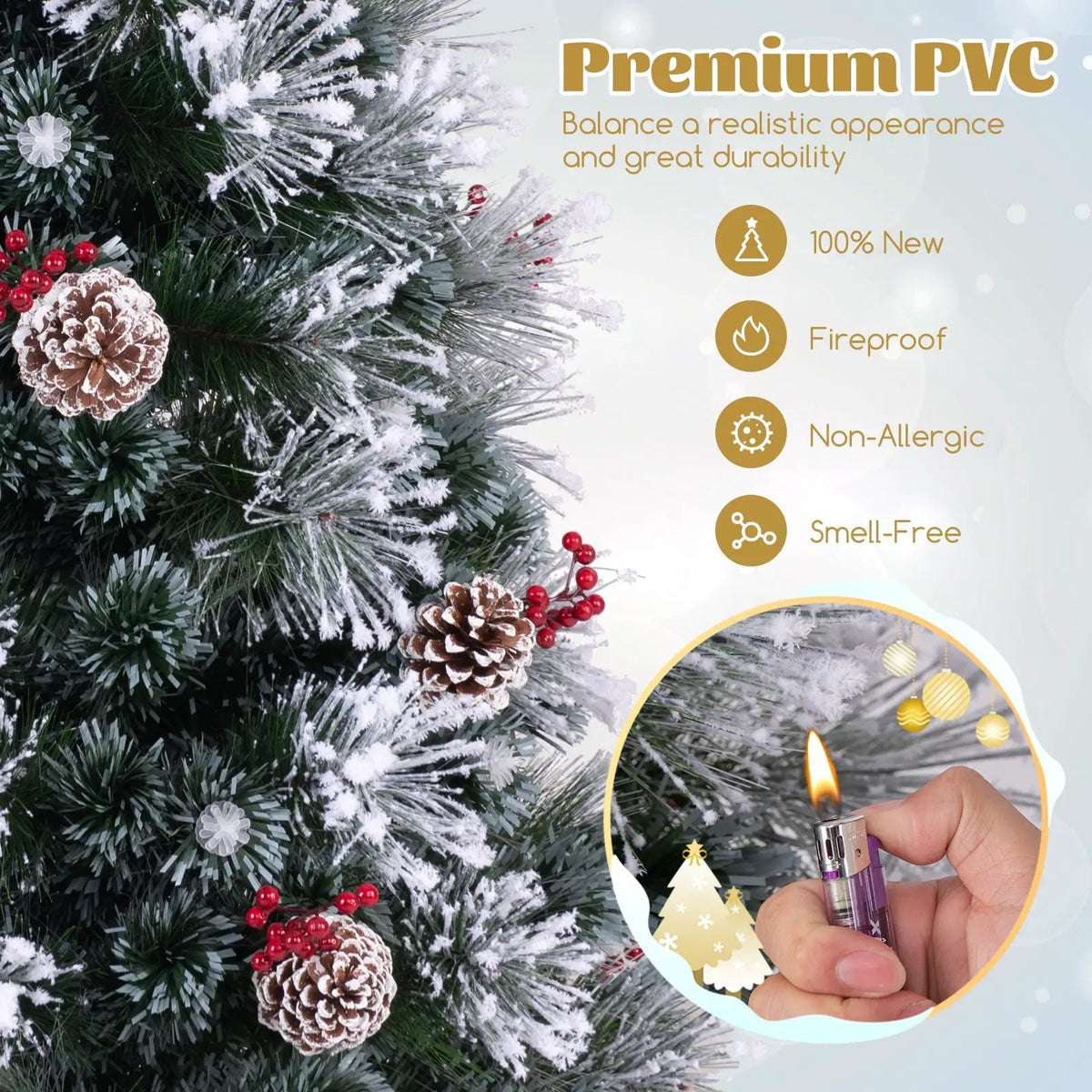 5 FT Flocked Christmas Tree with 8 Lighting Modes, photo 11 of 16