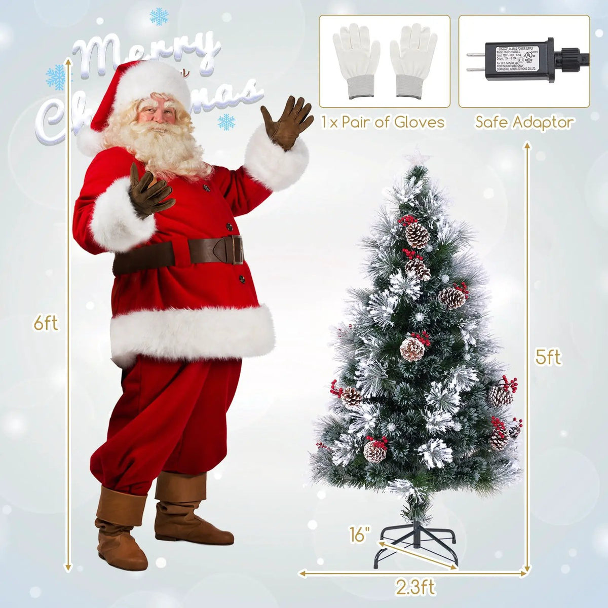 5 FT Flocked Christmas Tree with 8 Lighting Modes, photo 9 of 16