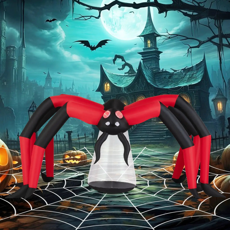 Halloween Inflatable Spider Blow Up Yard Scary Spider with Red Tunnel Light Eyes by DirectDeals