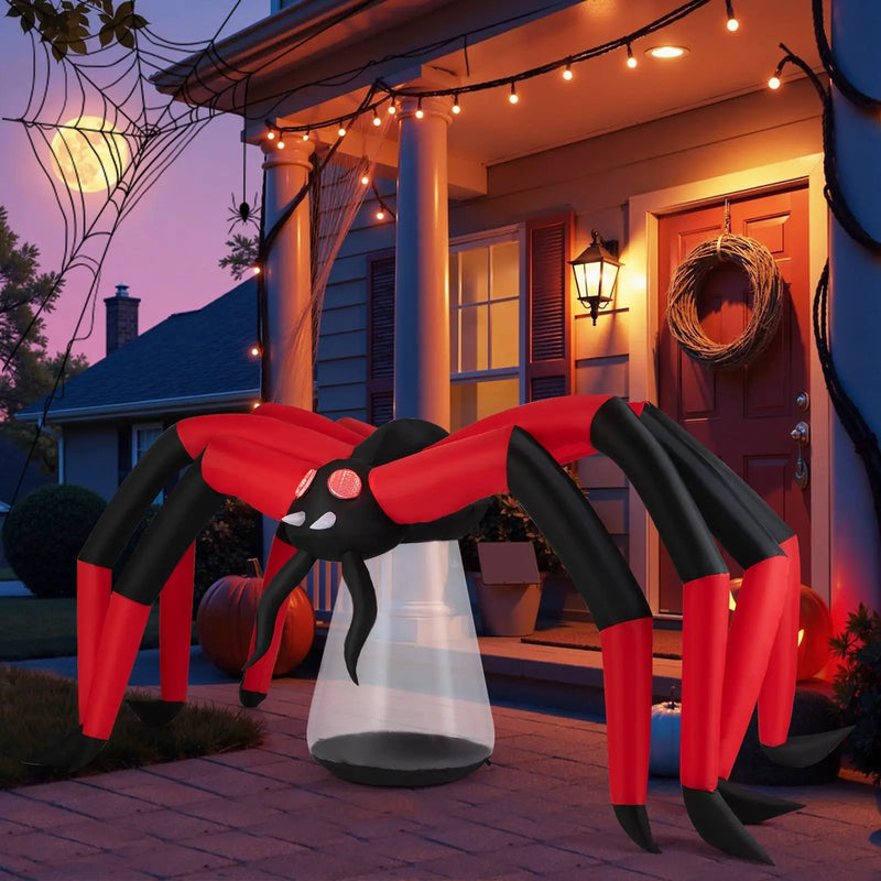 Halloween Inflatable Spider Blow Up Yard Scary Spider with Red Tunnel Light Eyes by DirectDeals