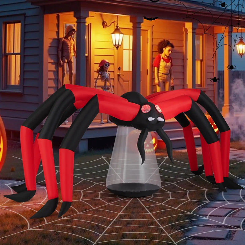 Halloween Inflatable Spider Blow Up Yard Scary Spider with Red Tunnel Light Eyes by DirectDeals